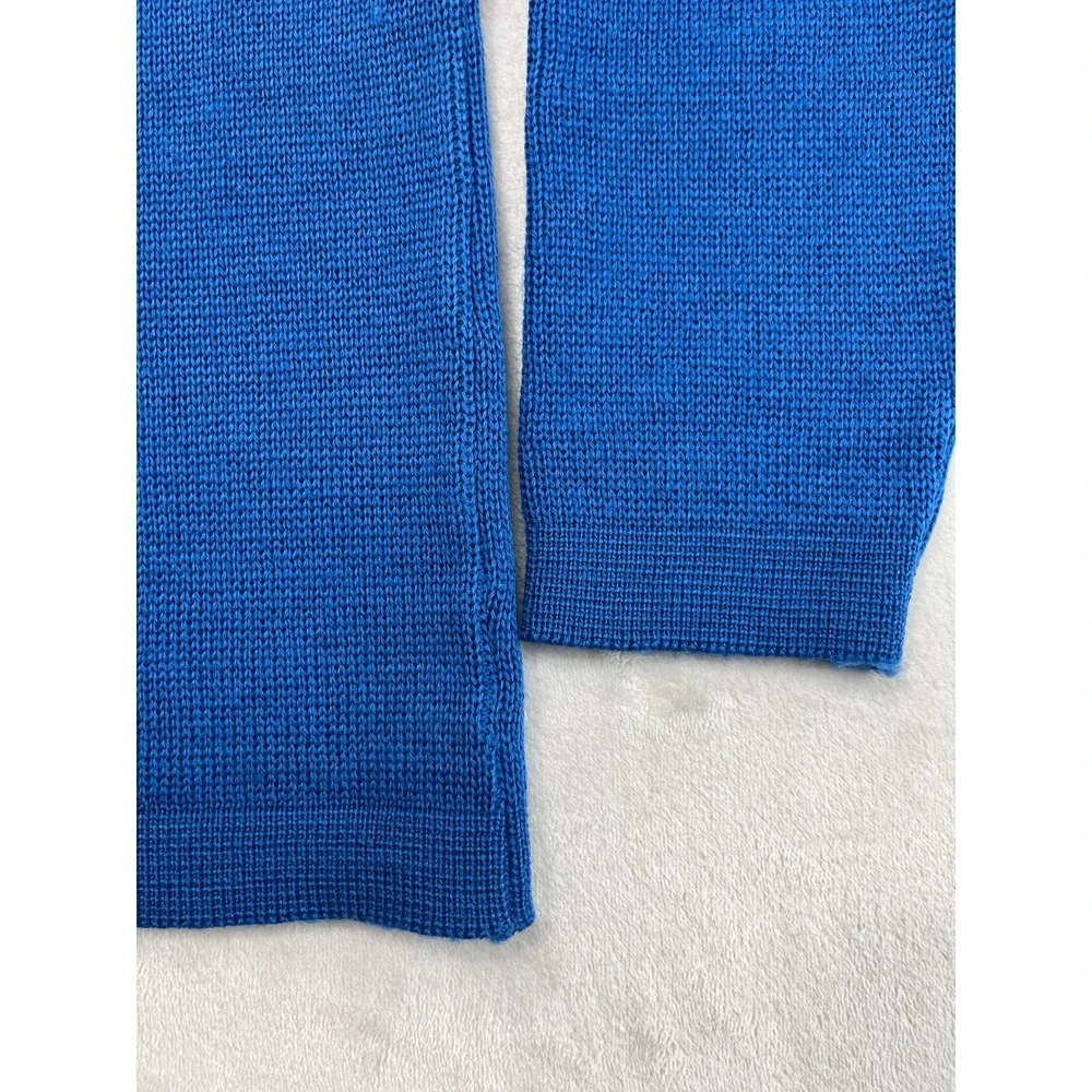 Vintage Demetre Sweater Men Medium Blue Striped Pure Virgin Wool Heavy Knit Ski